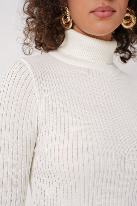 Strickpullover mit Struktur und Stehkragen, cropped - Image 4