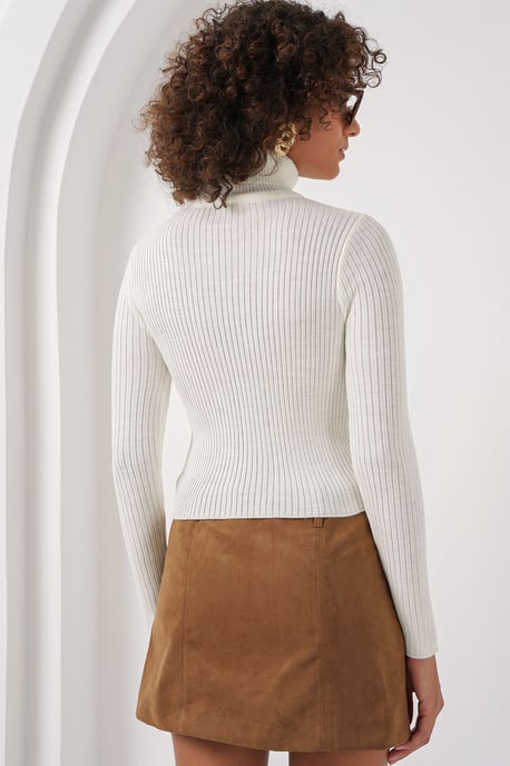 Strickpullover mit Struktur und Stehkragen, cropped - Image 5