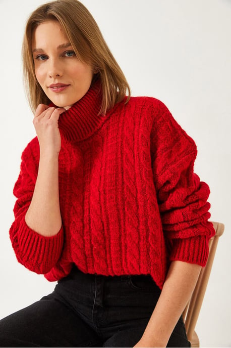 Strukturiertes, tailliertes Rollkragenpullover - Image 2