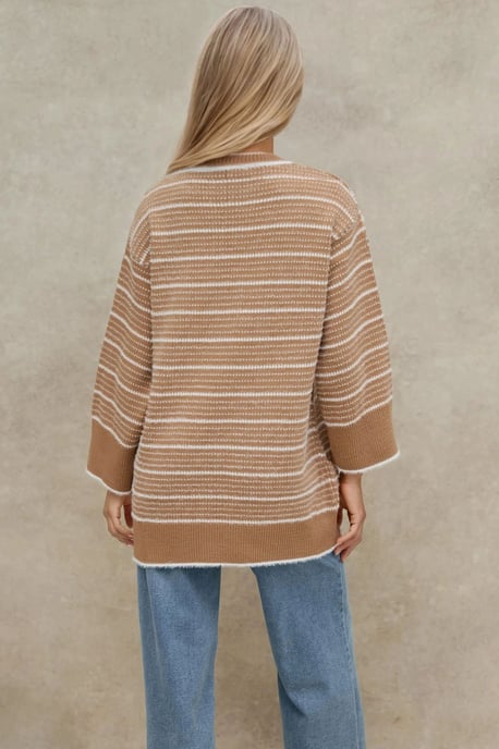 Gestreifter Rundhalsausschnitt-Pullover - Image 3