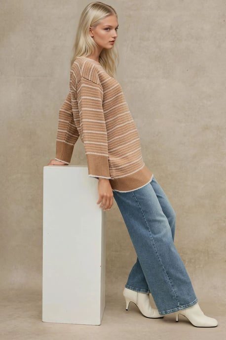 Gestreifter Rundhalsausschnitt-Pullover - Image 4