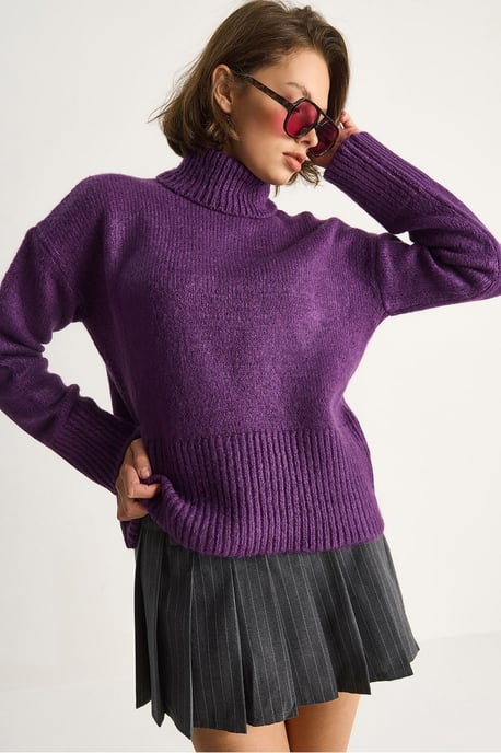 Übergroßer Strickrollkragenpullover - Image 2