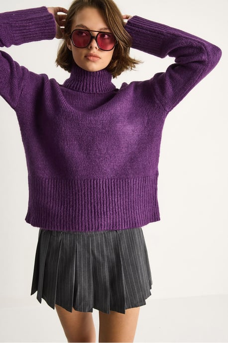 Übergroßer Strickrollkragenpullover - Image 3