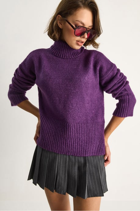 Übergroßer Strickrollkragenpullover - Image 5