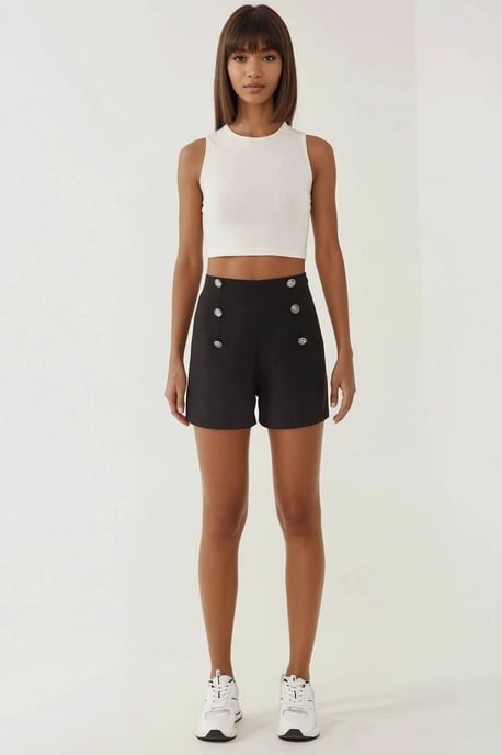 Hohe Taillen Shorts mit Knöpfen - Image 3