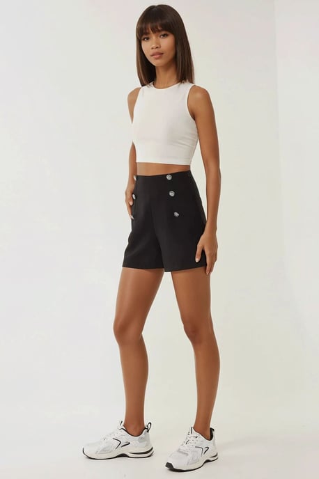 Hohe Taillen Shorts mit Knöpfen - Image 4