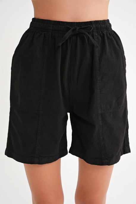 Hoch taillierte Baumwoll-Shorts mit Kordelzug - Image 4