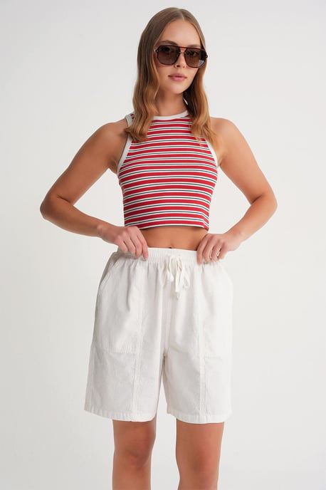 Hochtaillierte Baumwoll-Shorts mit Kordelzug - Image 3