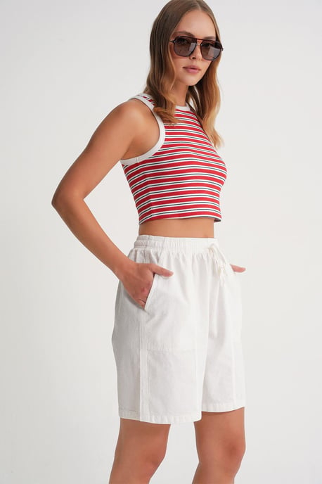 Hochtaillierte Baumwoll-Shorts mit Kordelzug - Image 4
