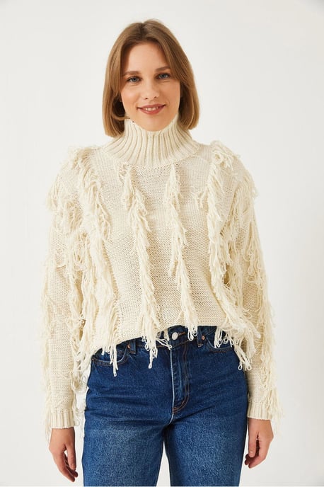 Rüschenkragen Cropped Pullover - Image 2