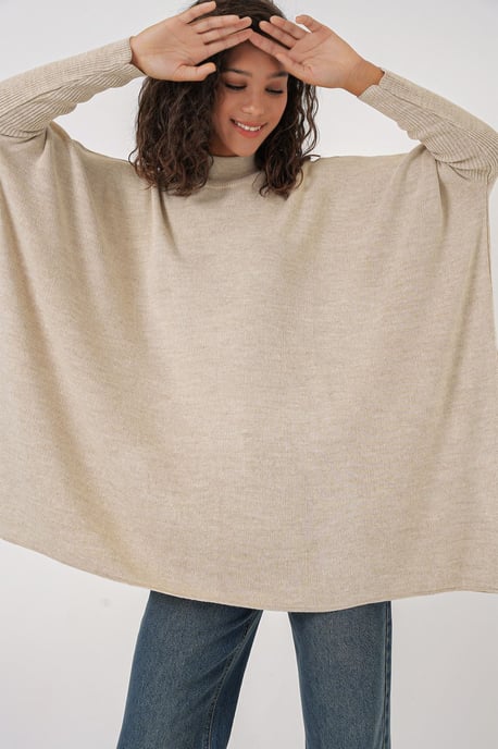 Schlitzdetail Halbhochkragen Lockere Sweatshirt - Image 1