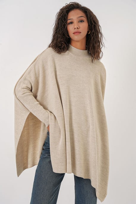 Schlitzdetail Halbhochkragen Lockere Sweatshirt - Image 3