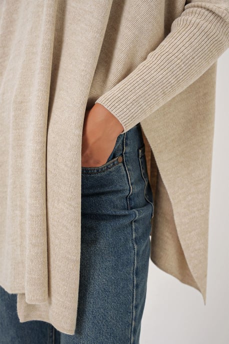 Schlitzdetail Halbhochkragen Lockere Sweatshirt - Image 6