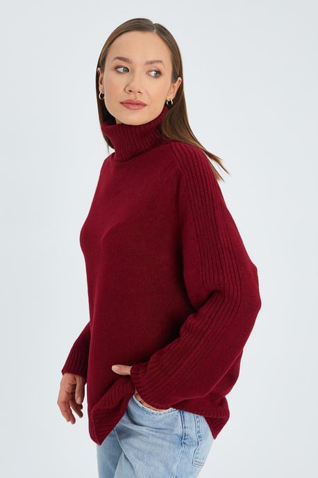 Lässig Sitzender Rollkragen Strickpullover - Image 2