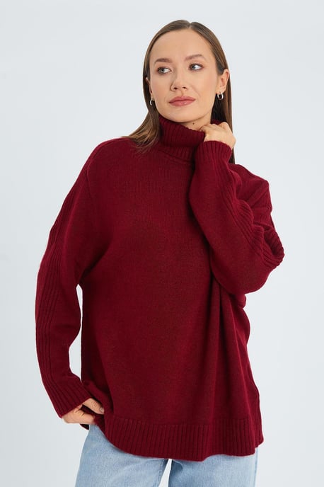 Lässig Sitzender Rollkragen Strickpullover - Image 3