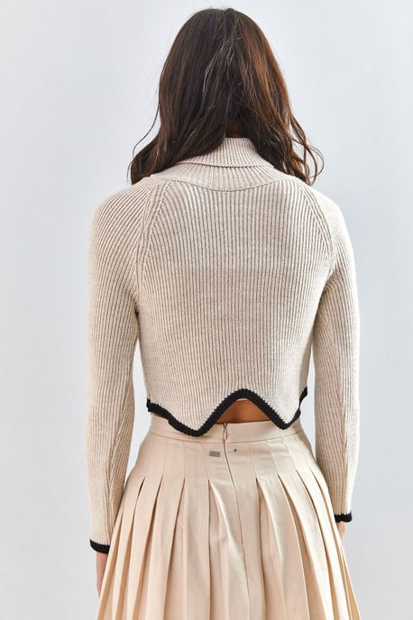 Musterierter Rollkragen-Crop-Pullover - Image 2