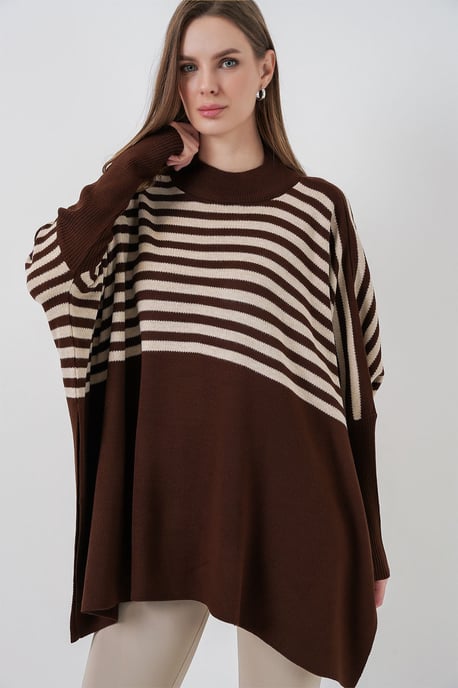 Schlitz-Details Halber Rollkragen Lässiger Pullover - Image 1