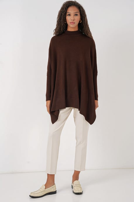 Schlitz-Details Halber Rollkragen Lässiger Pullover - Image 2