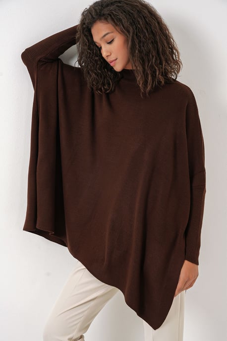 Schlitz-Details Halber Rollkragen Lässiger Pullover - Image 3