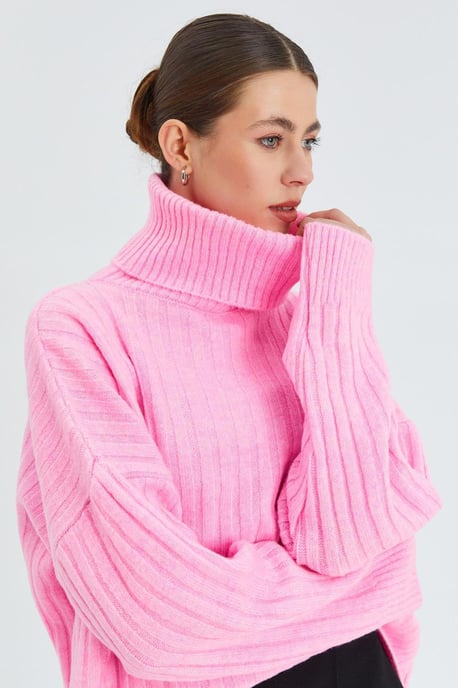 Oversize Rippstrick Rollkragensweater - Image 4