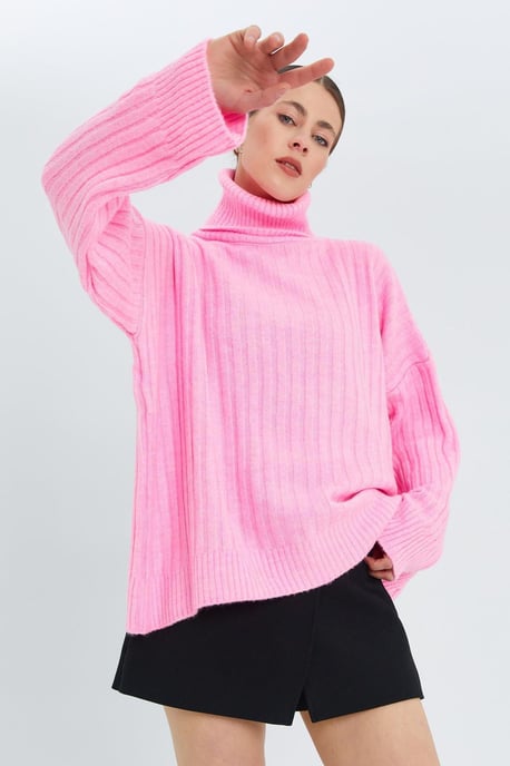 Oversize Rippstrick Rollkragensweater - Image 5