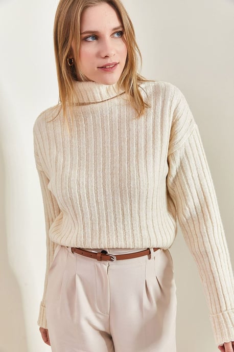 Rippstrick-Turtleneck-Crop-Pullover - Image 3