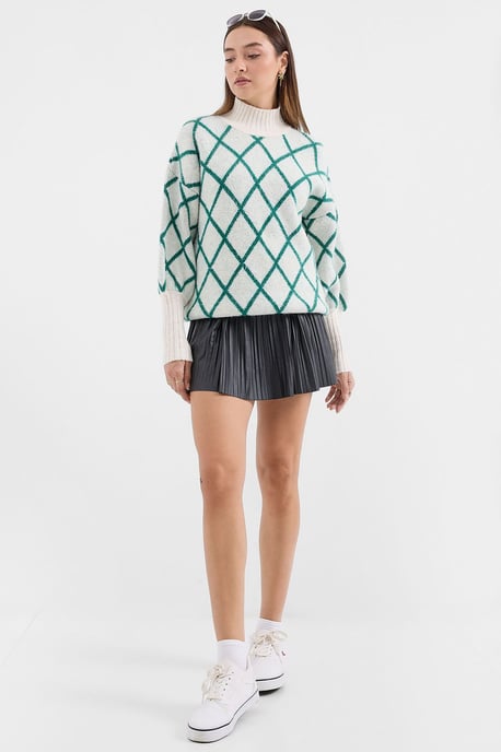 Oversized Turtleneck-Pullover mit geometrischem Muster - Image 2