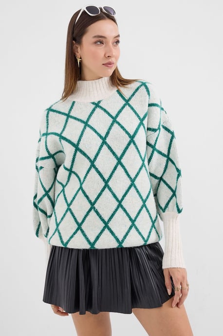 Oversized Turtleneck-Pullover mit geometrischem Muster - Image 3