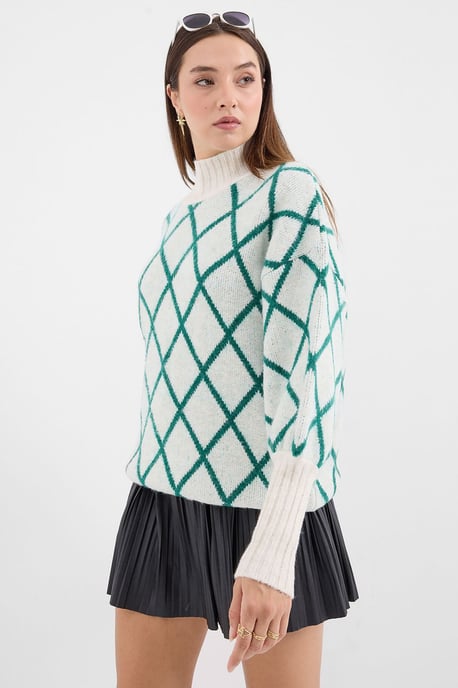 Oversized Turtleneck-Pullover mit geometrischem Muster - Image 4