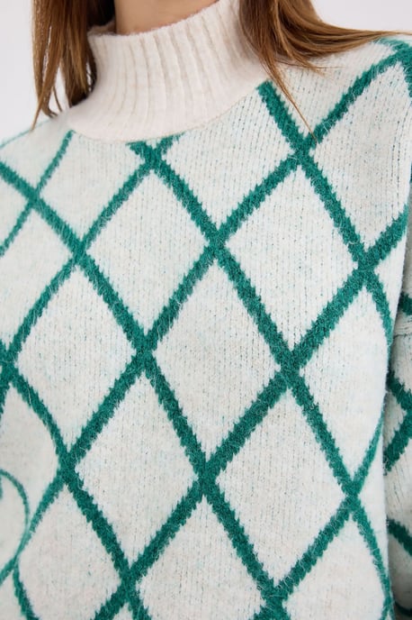Oversized Turtleneck-Pullover mit geometrischem Muster - Image 5