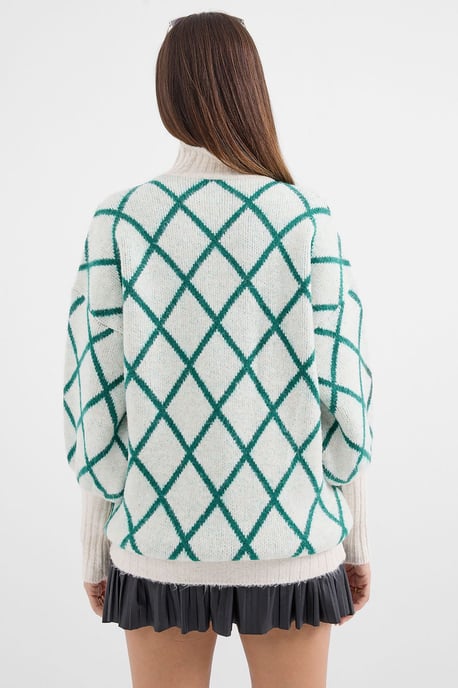Oversized Turtleneck-Pullover mit geometrischem Muster - Image 6