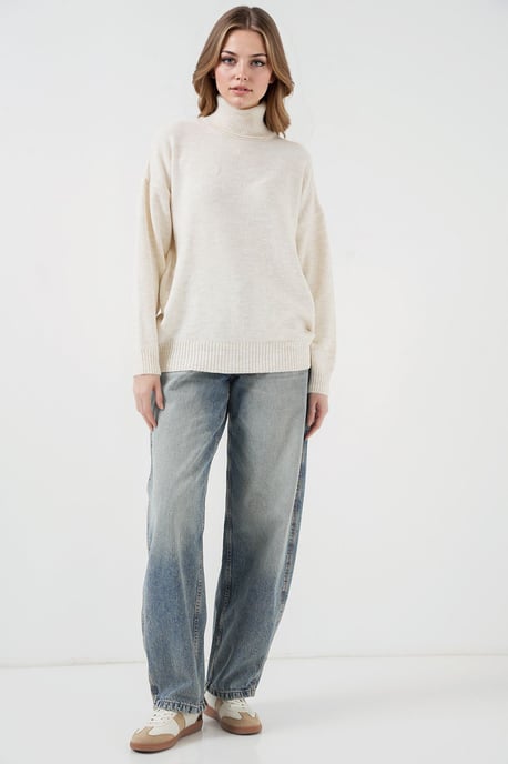 Oversized Rippstrickpullover mit Stehkragen - Image 2