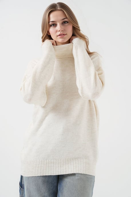 Oversized Rippstrickpullover mit Stehkragen - Image 3