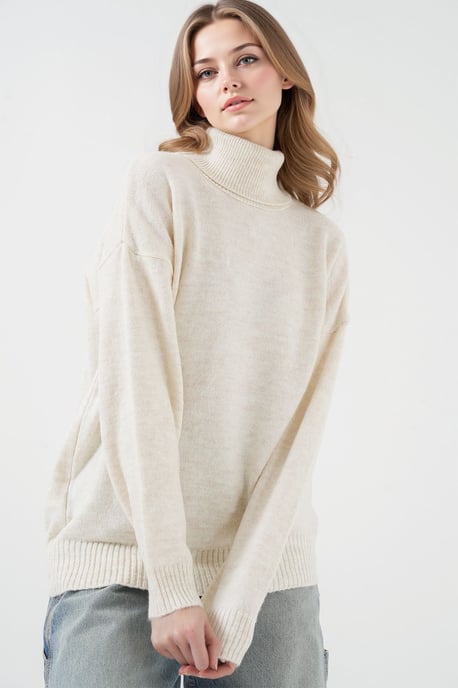 Oversized Rippstrickpullover mit Stehkragen - Image 4