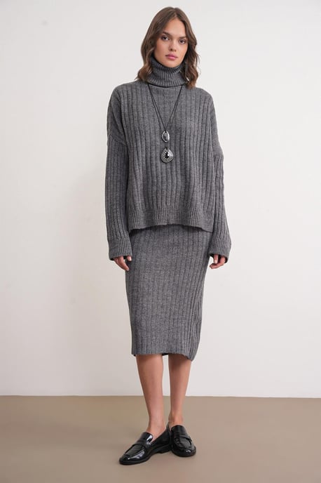 Oversize Rippstrick Rollkragenpullover - Image 2