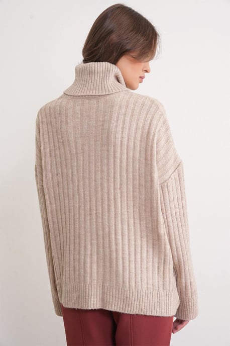 Übergroßer Rippstrick-Turtleneck-Pullover - Image 6