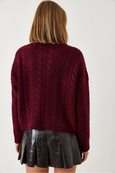 Strukturierter Rollkragen-Crop-Pullover - Image 2
