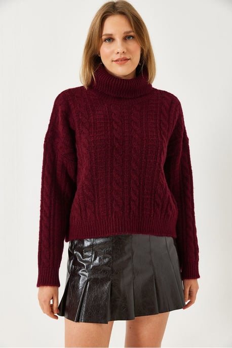 Strukturierter Rollkragen-Crop-Pullover - Image 3