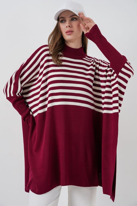 Schlitz-Details Halber Rollkragen Lässiger Pullover - Image 1