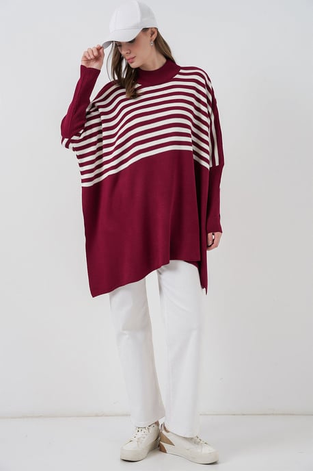 Schlitz-Details Halber Rollkragen Lässiger Pullover - Image 2