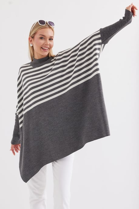 Schlitz-Details Halber Rollkragen Lässiger Pullover - Image 2