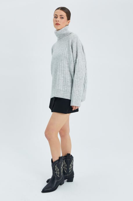 Oversized Rippstrick Rollkragenpullover - Image 2