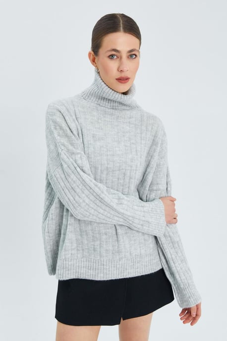 Oversized Rippstrick Rollkragenpullover - Image 3