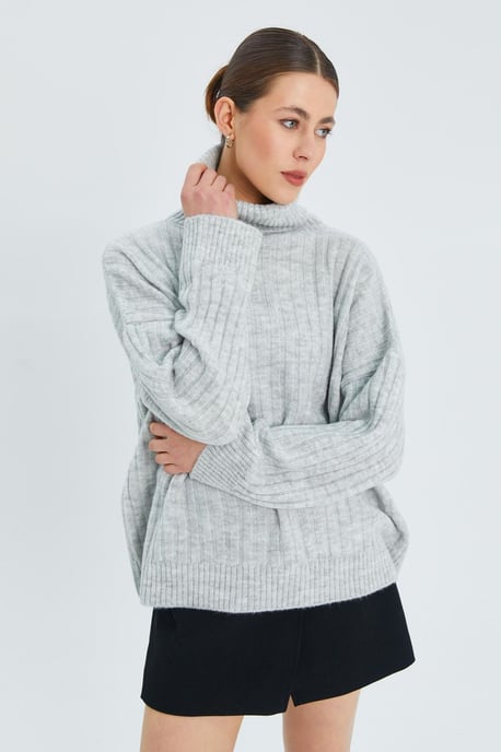 Oversized Rippstrick Rollkragenpullover - Image 5