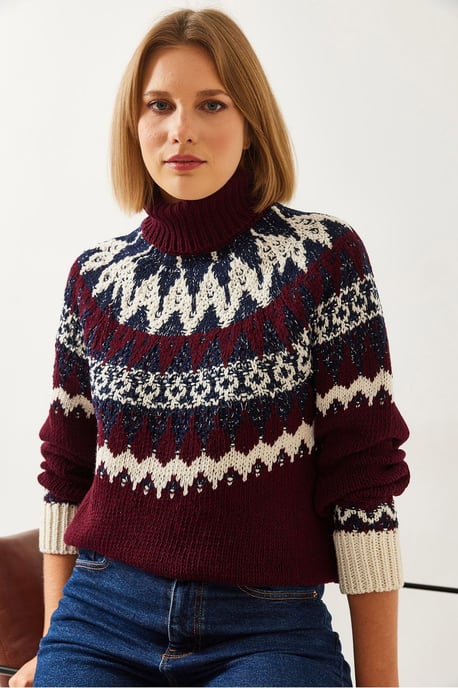 Rollkragen-Jacquard-Strickpullover - Image 4