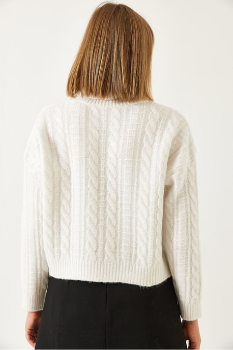 Strukturierter Rollkragen-Cropped-Pullover - Image 3