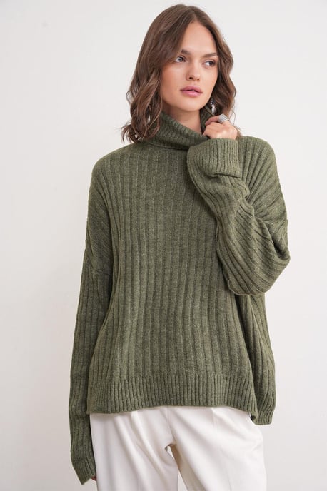Oversized gerippter Rollkragenpullover - Image 2