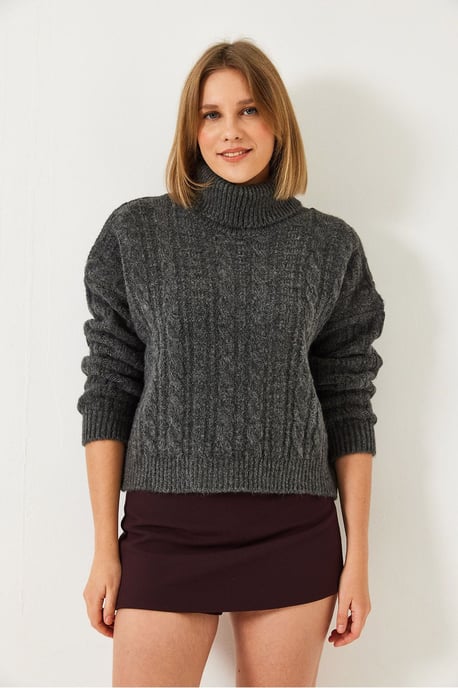Texturiertes Turtleneck-Cropped-Sweatshirt - Image 3