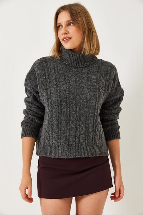 Texturiertes Turtleneck-Cropped-Sweatshirt - Image 4