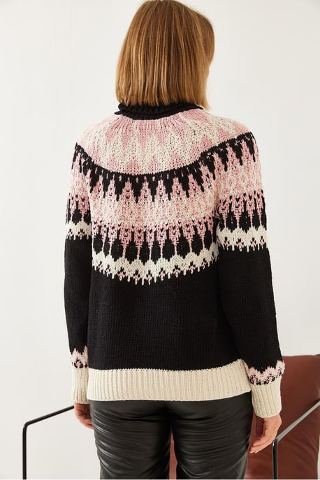 Rollkragen-Jacquard-Strickpullover - Image 2